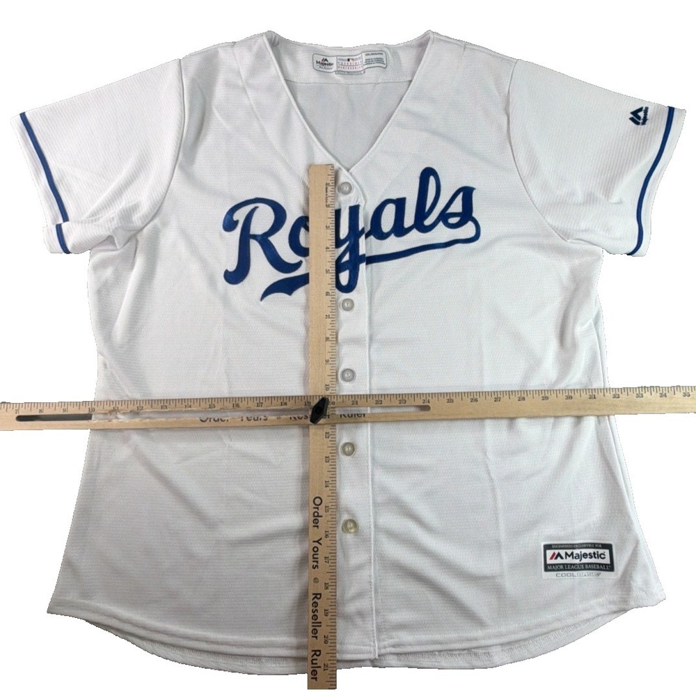 Majestic Kansas‎ City Royals Jersey Womens 2XL White Cool Base MLB Baseball